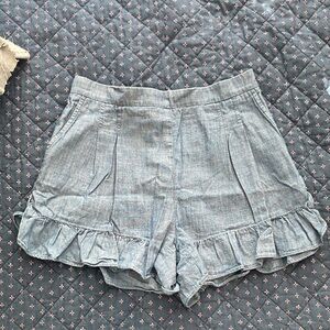 J. Crew Chambray Ruffled Shorts